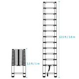 12.5Ft Aluminum Telescoping Ladder